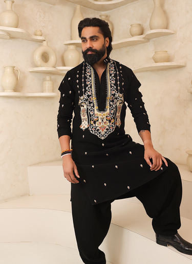 Lycra Noir Kurta with Salwar