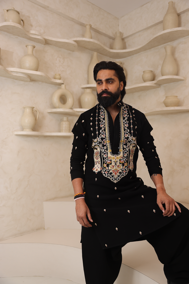 Lycra Noir Kurta with Salwar