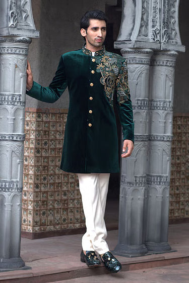 Velvet Emerald Indo-Western Set
