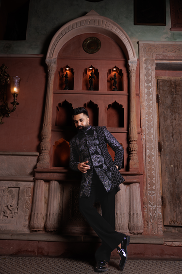 Noir Crsytal Indo-Western Set