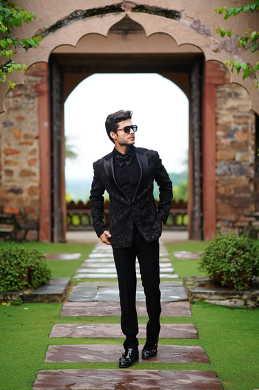 Black Dense Satin Lapel Tuxedo