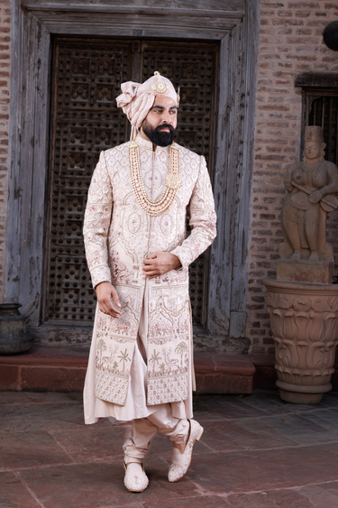 Ivory Chikankari Designer Sherwani