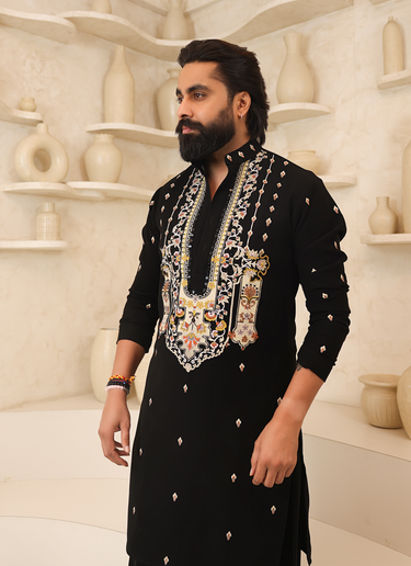 Lycra Noir Kurta with Salwar
