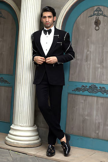 Zipper Emebellished Tuxedo