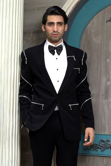 Zipper Emebellished Tuxedo
