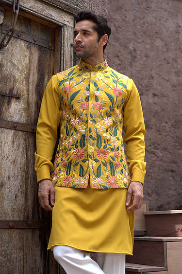 Lycra Mustard Chikankari Set