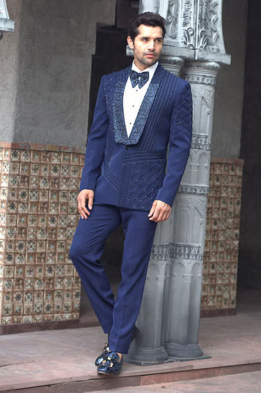 Royal Blue Pintuck Tuxedo Set