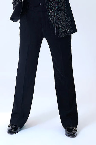 Black Metal Embroidered Tuxedo Set