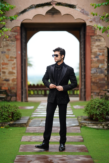 Black Dense Satin Lapel Tuxedo