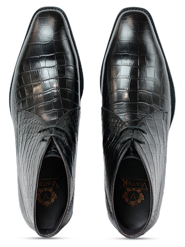 King Black Croco Chukka Boot