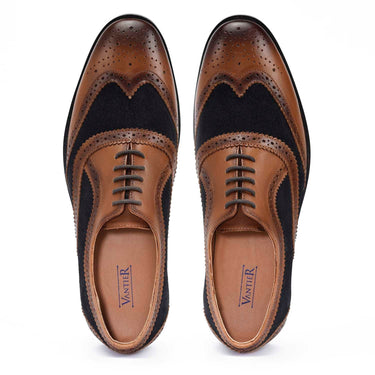 Caro London Tan Blue Brogues
