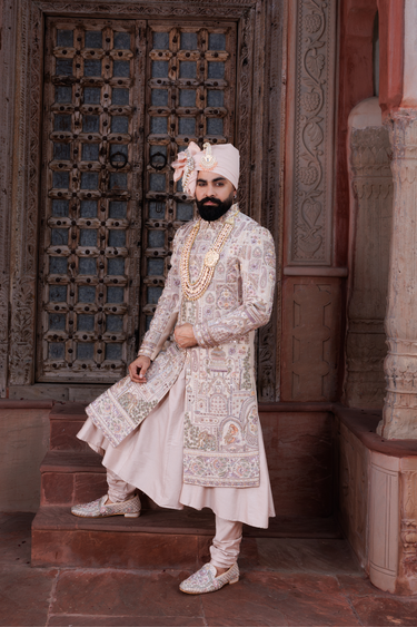 Peach Rose Gold Designer Sherwani