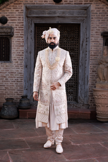 Ivory Chikankari Designer Sherwani