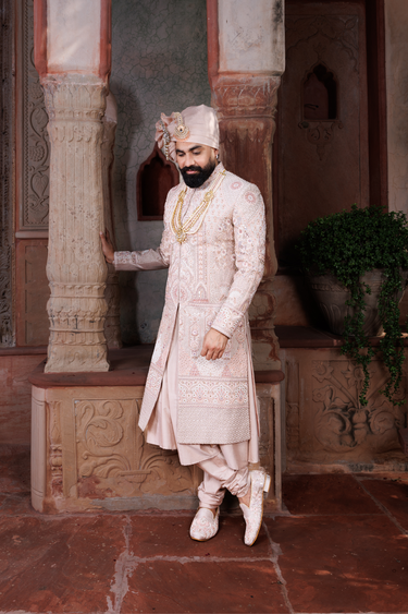 Raw Silk Crystal Sherwani