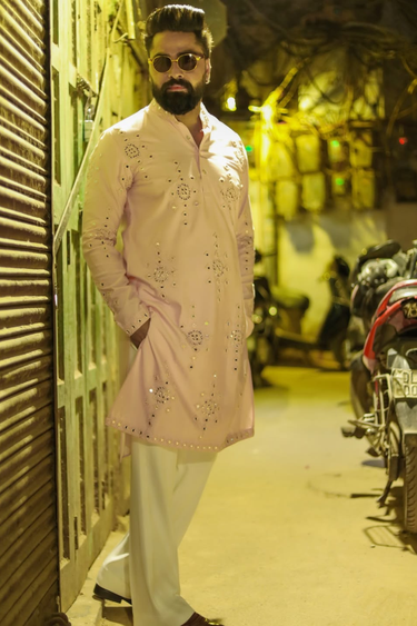 Peach Mirror Kurta Set