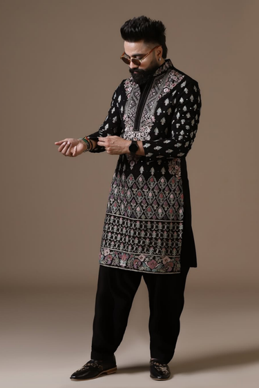Noir Blossom Kurta Set