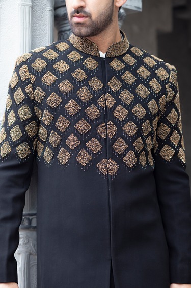 Black Embroidered Indo-Western