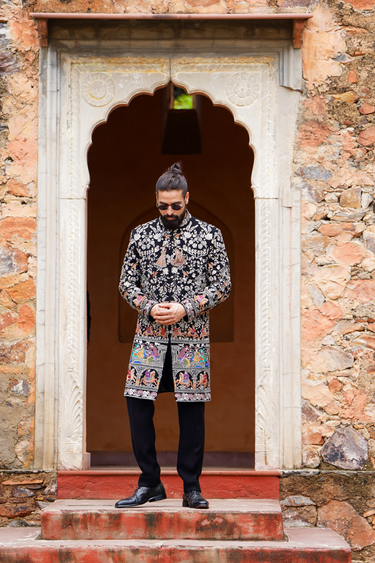 Multicolor Embroidery Indo-Western Set