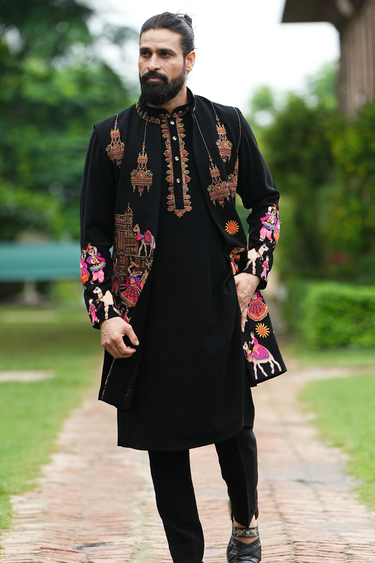 Black Multicolor Rajasthani Dance & Camel Folk Bundi
