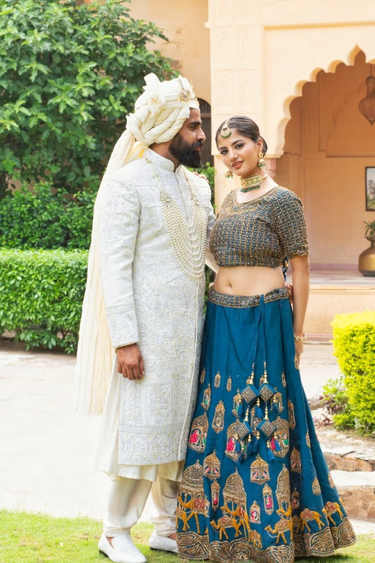 Rajwada Raw Silk Sherwani Ensemble