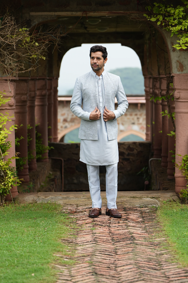 Powder Blue Chikankari Jodhpuri Set