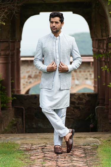 Powder Blue Chikankari Jodhpuri Set