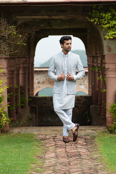 Powder Blue Chikankari Jodhpuri Set