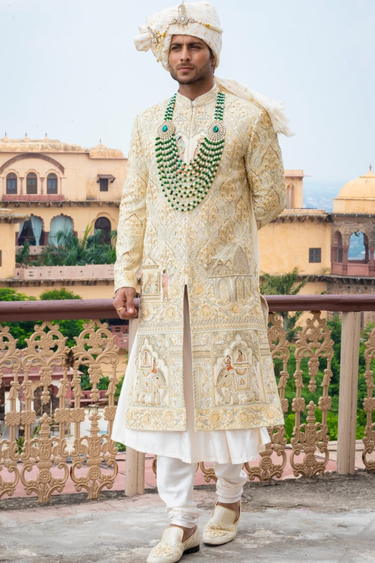 Raw Silk Nawab Sherwani Set